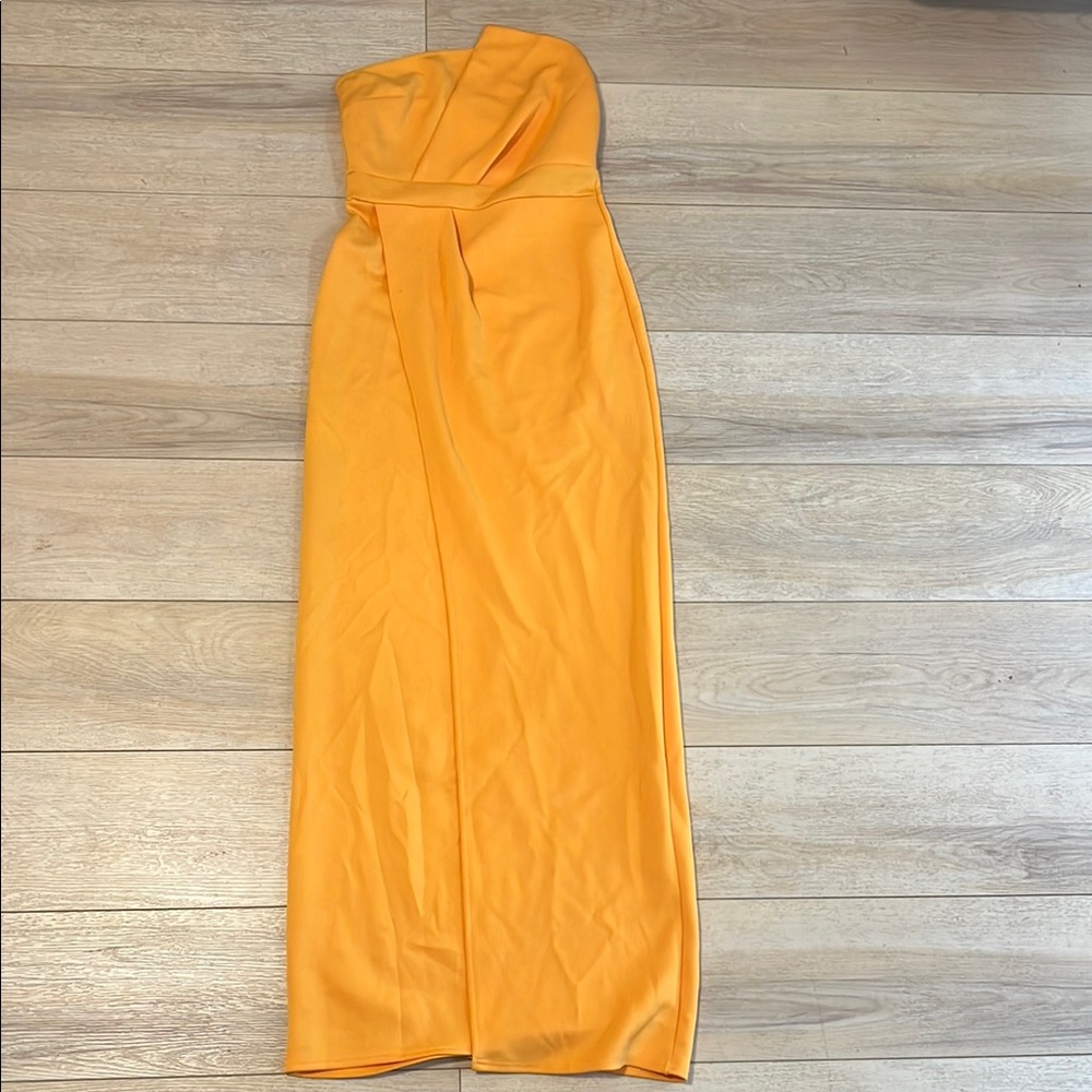 Boohoo Night Strapless Orange Dress Women’s Size 8 Elegant Party Look